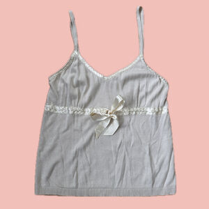 Vintage Old Navy Silk Blend Bow Cami Top – Y2K Coquette Cream